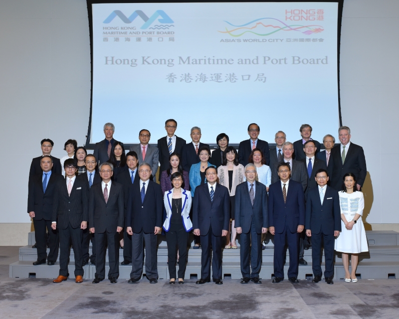 The Chairman of the Hong Kong Maritime and Port Board and the Secretary for Transport and Housing, Professor Anthony Cheung Bing-leung (front row, centre), today (May 6) chaired the Board's first meeting at the Central Government Offices, Tamar and discussed with the members the long-term strategies and directions for the development of the maritime and port industries. Professor Cheung is pictured with the Permanent Secretary for Transport and Housing (Transport), Mr Joseph YT Lai (front row, fourth right); the Director of Marine, Ms Maisie Cheng (front row, fourth left); the Chairman of the Maritime and Port Development Committee, Mr Andy Tung Lieh-cheung (front row, third right); the Chairman of the Manpower Development Committee, Mr Irving Koo Yee-yin (front row, third left); the Chairman of Promotion and External Relations Committee, Mr David Cheng Fu-kwok (front row, second right), and other members of the Board.