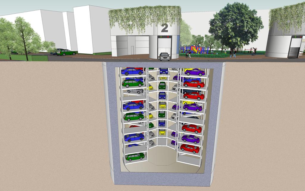 圓筒型自動泊車系統的構想圖