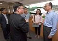 The Secretary for Transport and Housing, Mr Frank Chan Fan (right), was briefed by officers of the Transport Department on the facilities at the Pier during his visit to Cheung Chau today (November 10). 